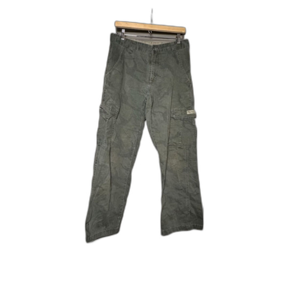 Vintage VF Wrangler 30x30 Green Camo Cargo Pants 100% Cotton Utility Style - Picture 1 of 9